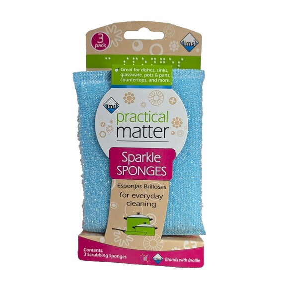 IMS Practical Matter Sparkle Sponge Set Of 3 Blue Orange Green Kitchen Cleaner - Picture 1 of 4